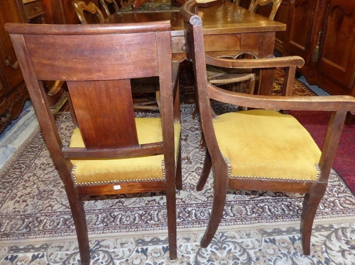 Pair of 19th century Empire armchairs in natural wood