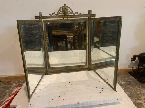 Triptych Mirror In Gilded Bronze XX Century