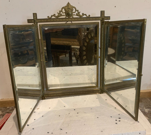 Triptych Mirror In Gilded Bronze XX Century