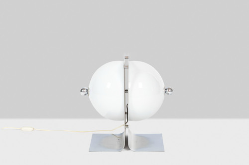 Table lamp in polished and opaline metal, 1970s