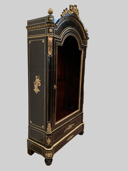 Vitrine d'Apparat Napoléon III En Bois Noir Et Bronze Ciselé Doré XIX Siècle