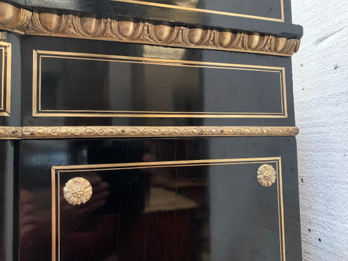 Vitrine d'Apparat Napoléon III En Bois Noir Et Bronze Ciselé Doré XIX Siècle