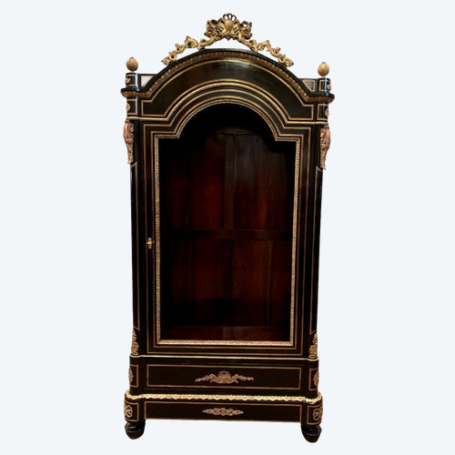 Vitrine d'Apparat Napoléon III En Bois Noir Et Bronze Ciselé Doré XIX Siècle