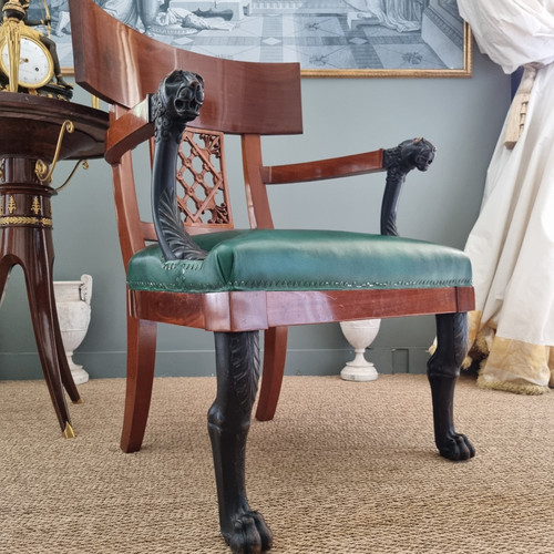 Jacob Frères, pair of Consulate period cabinet armchairs.