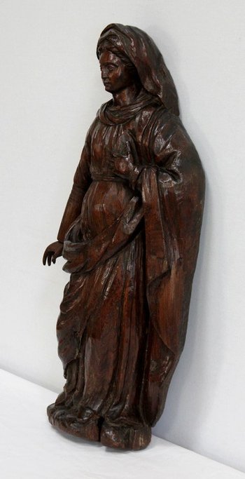 Oak statue of a Saint - 19th century