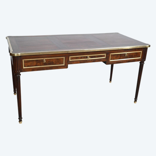 Mahogany flat desk, Louis XVI style - 1st Part of the XIXth century