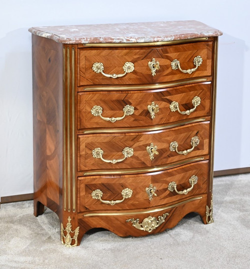 Small Violet and Rosewood Tombeaux Chest of Drawers, Louis XIV style - 2nd half of the 19th century