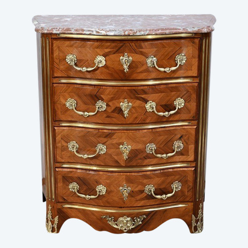 Small Violet and Rosewood Tombeaux Chest of Drawers, Louis XIV style - 2nd half of the 19th century