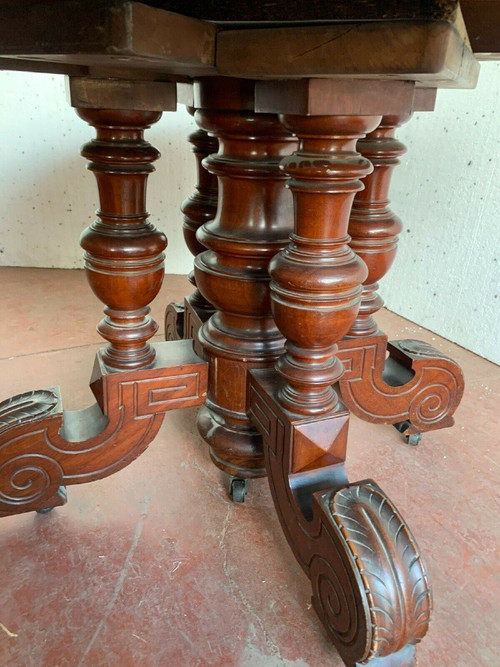 Table A Pied Central Napoléon III Mahogany XIX Siècle