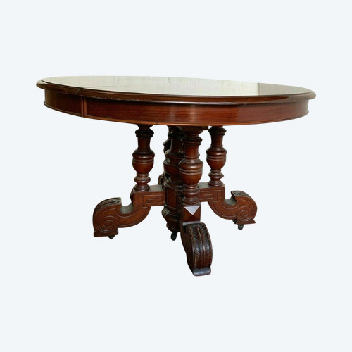 Table A Pied Central Napoléon III Mahogany XIX Siècle