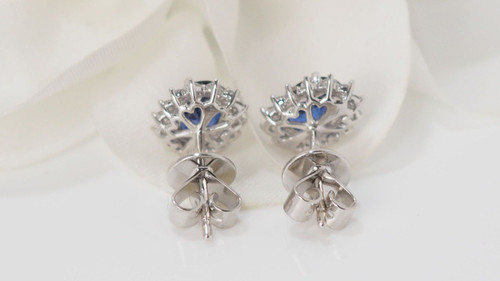 Marguerite Earrings In White Gold Sapphires And Diamonds