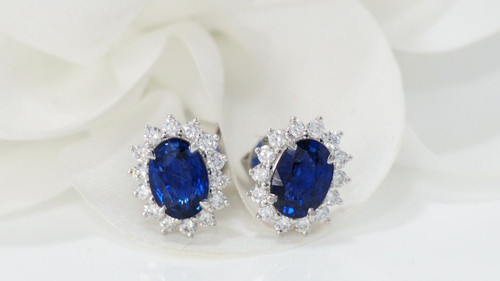 Marguerite Earrings In White Gold Sapphires And Diamonds