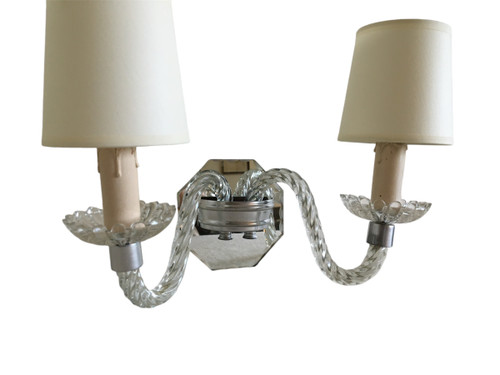 Pair of Wall Sconces, in twisted and cut glass - Created in the 1950s