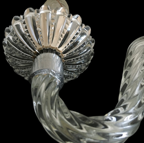 Pair of Wall Sconces, in twisted and cut glass - Created in the 1950s