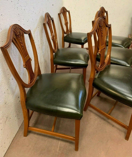 Suite Of Six Chairs In Natural Wood Model With Ears Of Wheat XX Century