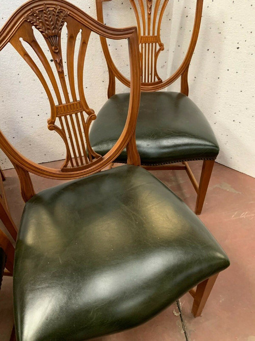 Suite Of Six Chairs In Natural Wood Model With Ears Of Wheat XX Century