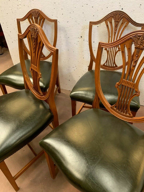 Suite Of Six Chairs In Natural Wood Model With Ears Of Wheat XX Century