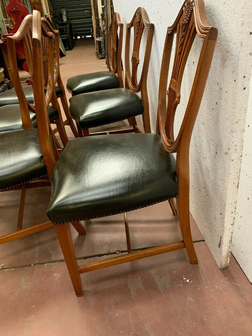 Suite Of Six Chairs In Natural Wood Model With Ears Of Wheat XX Century