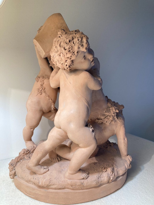 Terracotta by Luca Madrassi (1848- 1919) - Allegory with Flowers and Putti