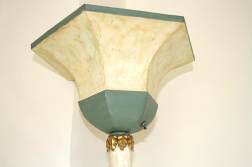 Lampadaire En Fer Forgé Laqué Et Doré - Art Déco 1940, Attr. Maison Jansen