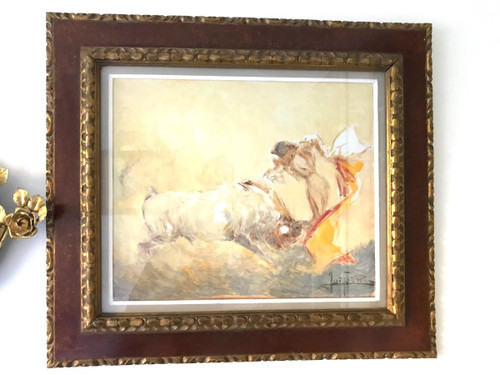 Pair of Paintings, Bullfighting Scenes - Jose Gonzales De La Pena