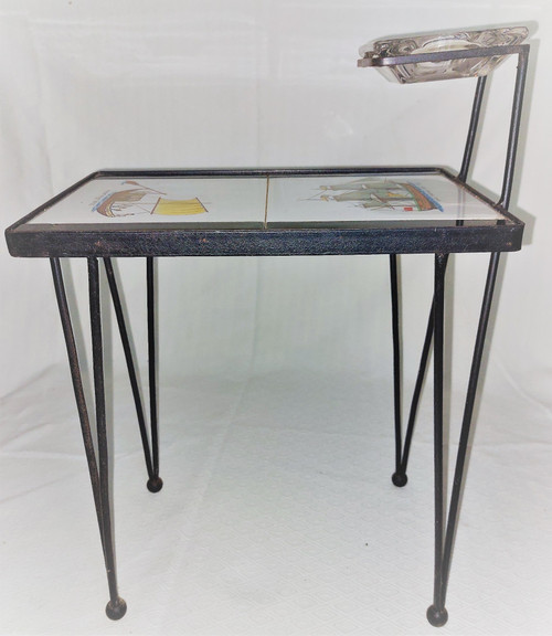 Coffee table or side table in black wrought iron from the 50s/60s