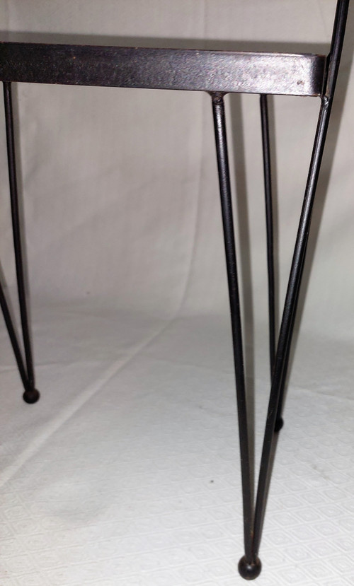 Coffee table or side table in black wrought iron from the 50s/60s