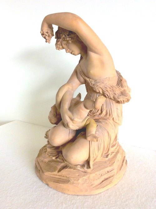 Terracotta sculpture, Woman with child - French work Late 19th C