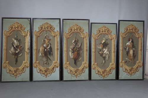 Five Panels Of A Wallpaper Decor Around 1865