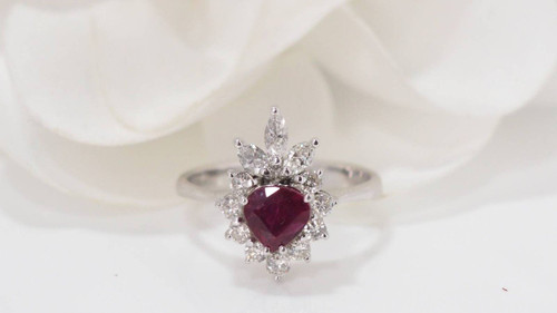 Entourage Ring In White Gold, Ruby And Diamonds