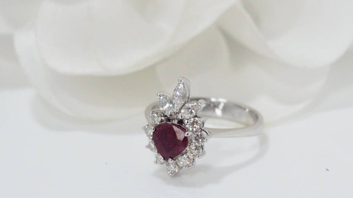 Entourage Ring In White Gold, Ruby And Diamonds