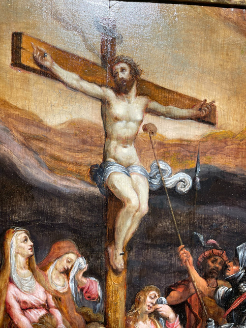 Religious Painting - The Crucifixion - Dutch School Circa 1600