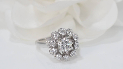 Bague Marguerite En Or Blanc Et Diamants