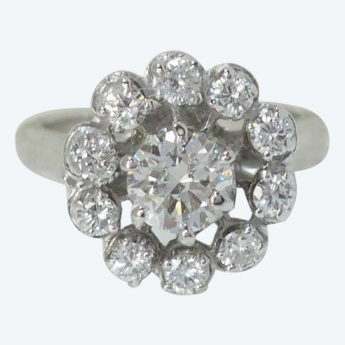 Bague Marguerite En Or Blanc Et Diamants