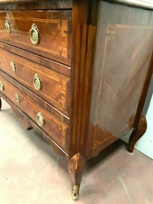 Commode Transition En Palissandre Et Incrustation d'Un Filet De Bois Clair XVIII