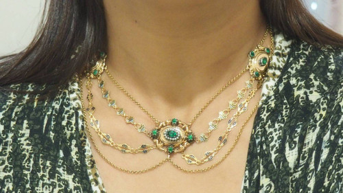 19th Century Enameled Gold And Fine Pearl Slave Necklace