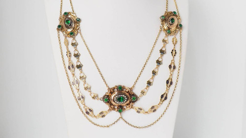 19th Century Enameled Gold And Fine Pearl Slave Necklace