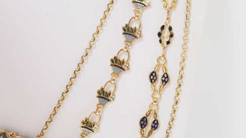 19th Century Enameled Gold And Fine Pearl Slave Necklace