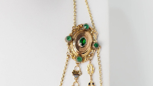 19th Century Enameled Gold And Fine Pearl Slave Necklace