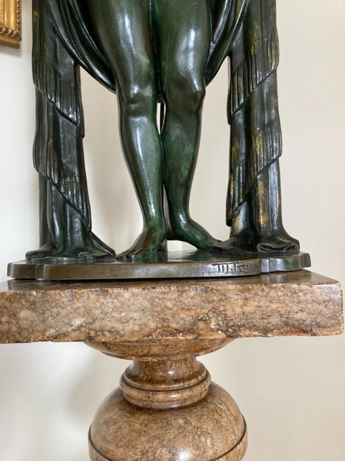 Sculpture De Femme En Bronze, Signée De Marcel Rau (belgique)