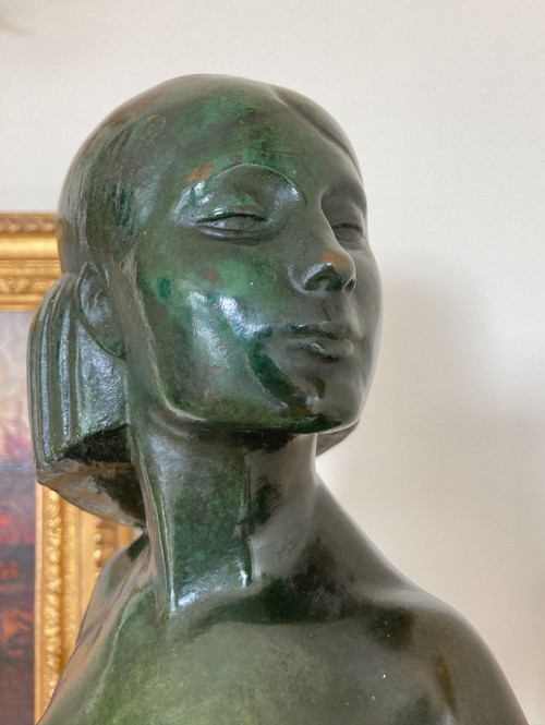 Sculpture De Femme En Bronze, Signée De Marcel Rau (belgique)