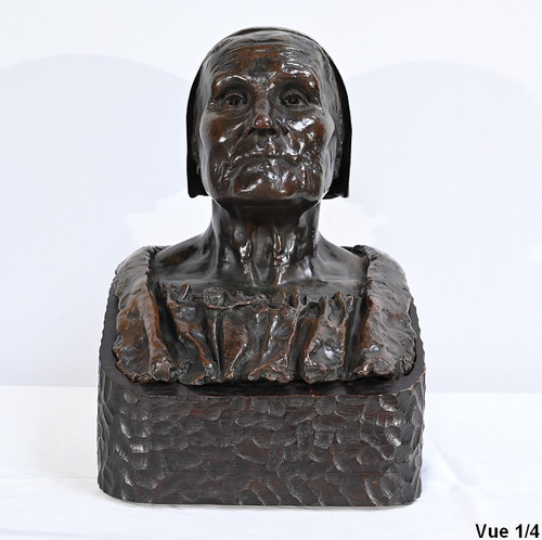 Important Bust of Bretonne in Bronze, signed G.Demée - Late 19th century