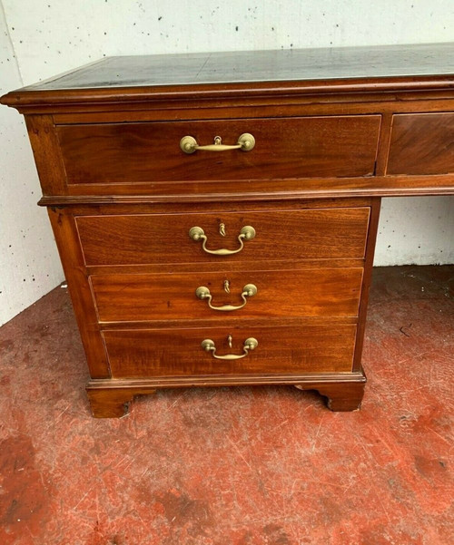 Mahogany And Mahogany Veneer Regency Style Flat Desk Pedestal Desk