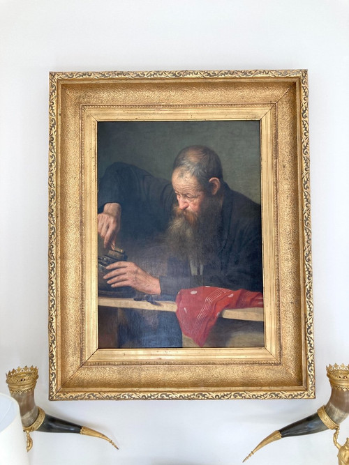 Oil on canvas, l'Artisan signed by Frans Dauge, 19th century