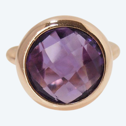 Ring aus Roségold und facettiertem Amethyst