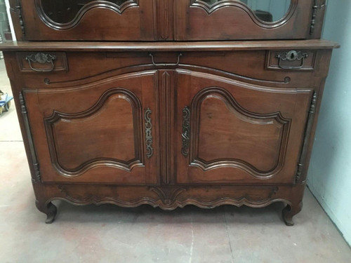 Credenza Luigi XV in due parti Noce massiccio XVIII secolo