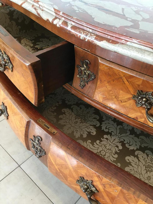 Louis XIV Style Commode In Marquetry And Bronze