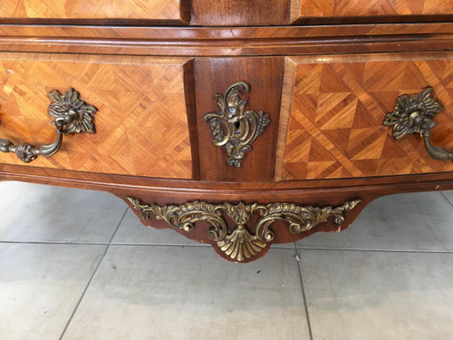 Louis XIV Style Commode In Marquetry And Bronze