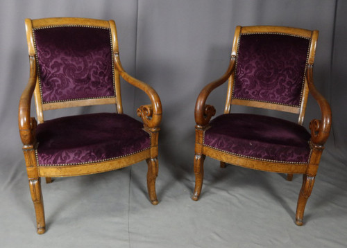 Charles X Armchairs In Speckled Maple