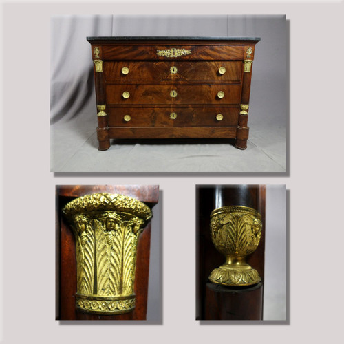 Commode Empire acajou et marbre de st Anne